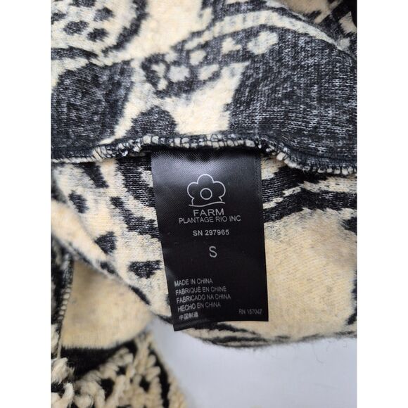 FARM Rio Women Midnight Leopard Long Fleece Cardigan Black Cream Coat Size Small - Picture 5 of 6